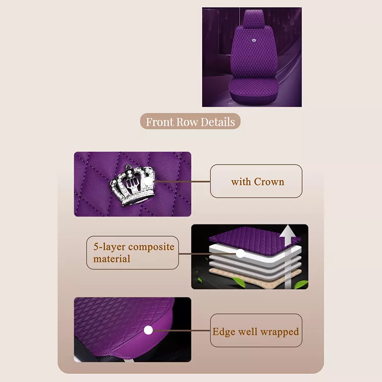 Universal Leather Seat Covers Full Set with Crown
